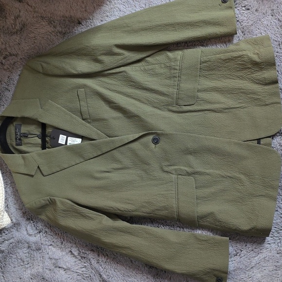 Rag & Bone Ames Cotton Boyfriend Fit Blazer seersucker Dark Olive Green (6) - Picture 1 of 15
